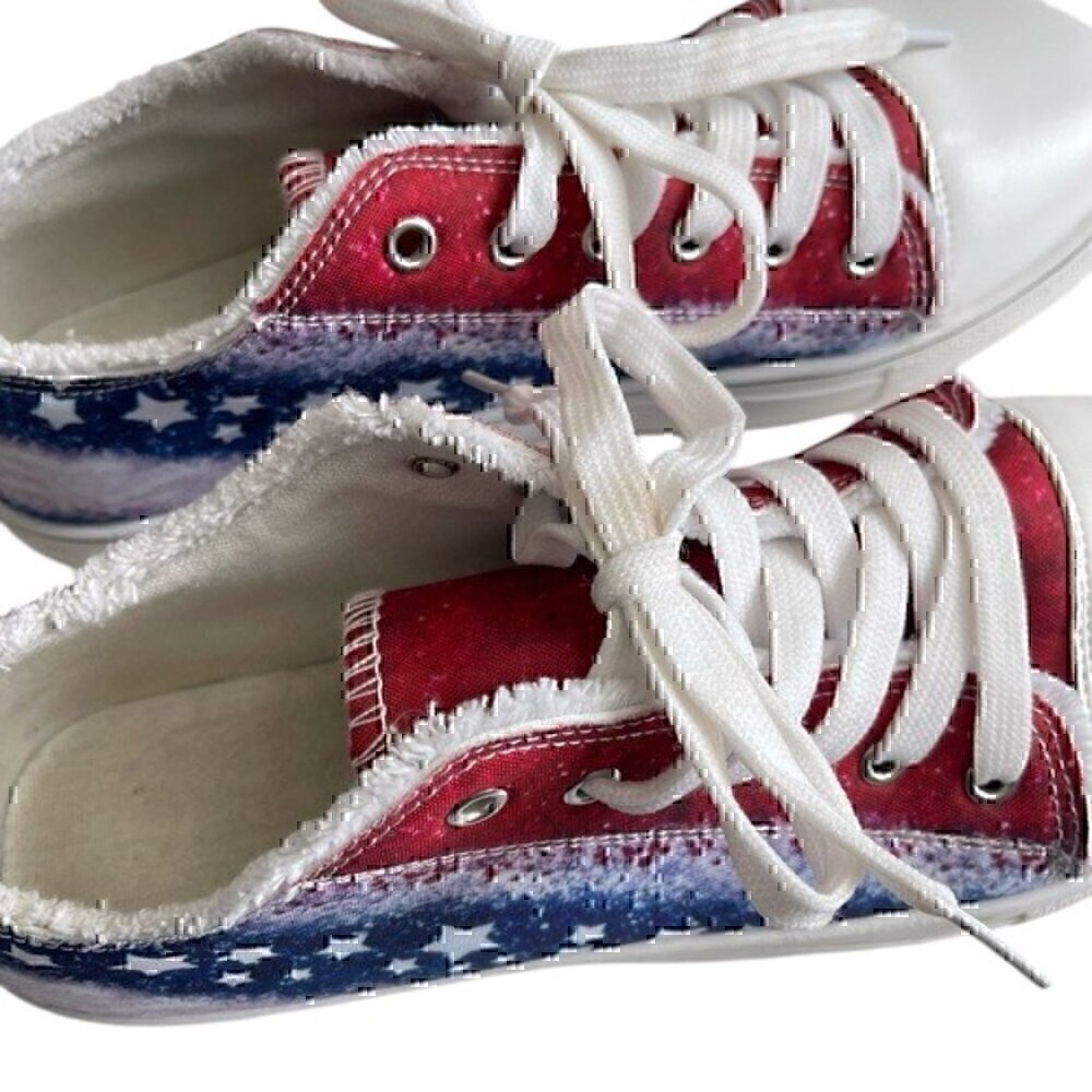 Patriotic American Flag Women’s Sneakers | Size 41 EU / 9.5 US | Red White Blue - Picture 4 of 9